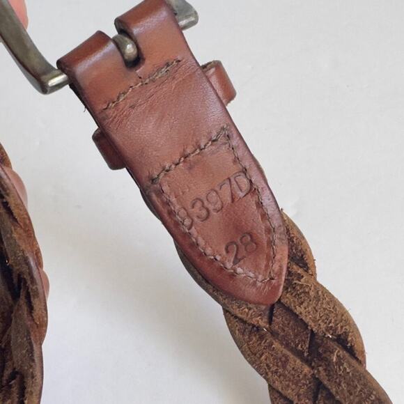 Vintage Brown Woven Leather Belt Western Distressed Boho  display picture 2